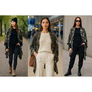 R&R Surplus Women’s Camo Shawl Cardigan M – Gorpcore, Quiet Luxury, Utilitarian